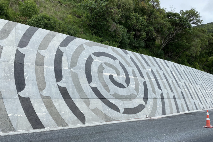 Vapour blasted panelling SH1 Kaikoura