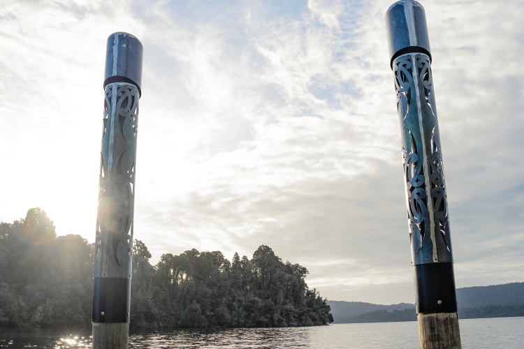 Lake Mapourika Corten Steel Pillars